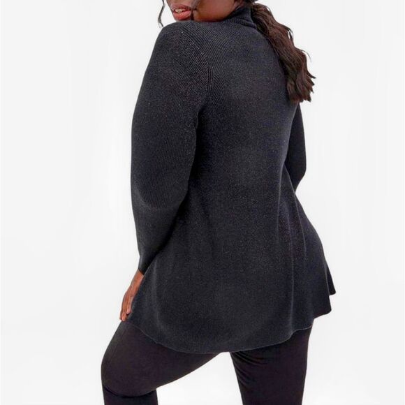 TORRIID Plus Size Black Sparkly Drape Front Cardigan With Overlapping Layers 3X - Picture 11 of 14